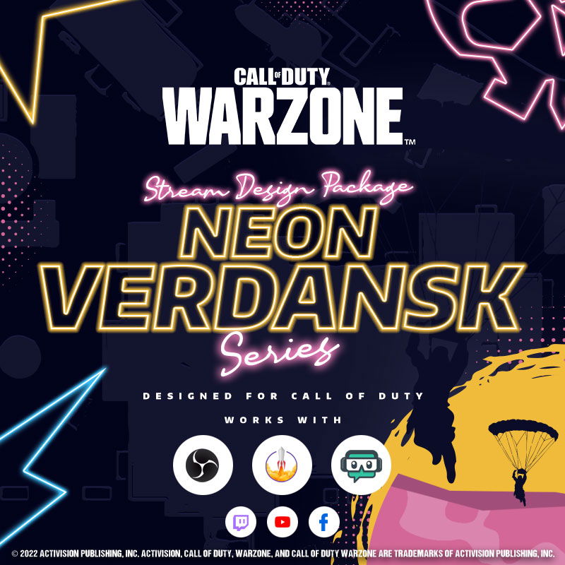 Call of Duty Neon Verdansk Stream Overlay Package for Kick