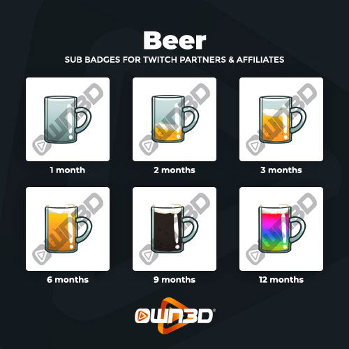 Beer YouTube Badges - 6 Pack