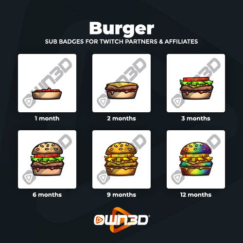 Burger YouTube Badges - 6 Pack