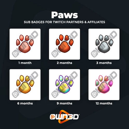 Paws YouTube Badges - 6 Pack