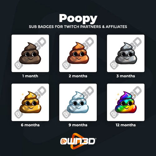 Poopy YouTube Badges - 6 Pack