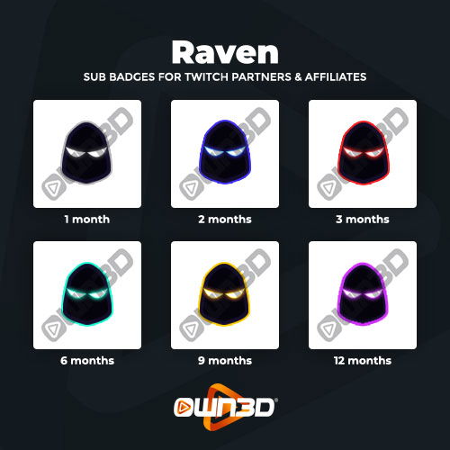 Raven YouTube Badges - 6 Pack