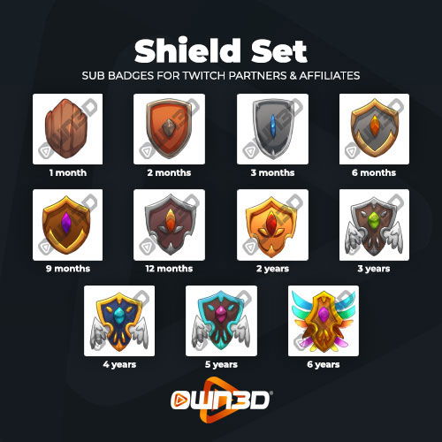 Shield YouTube Badges - 11 Pack