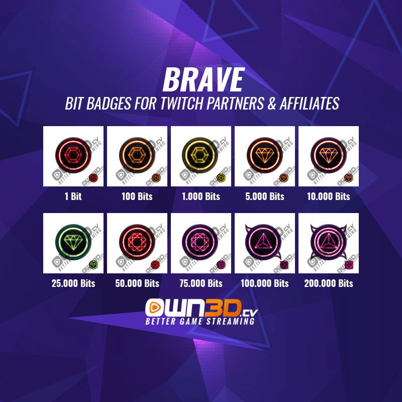 Brave Twitch Bit Badges - 10 Pack