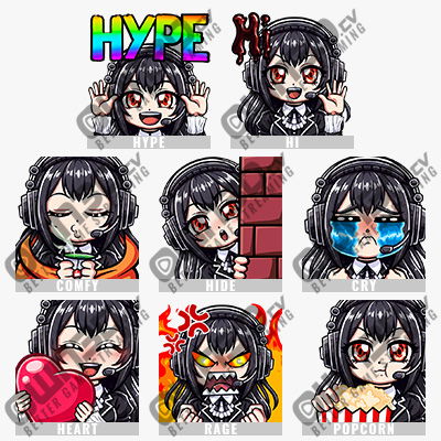 Animated Gothic Girl Kick Emotes